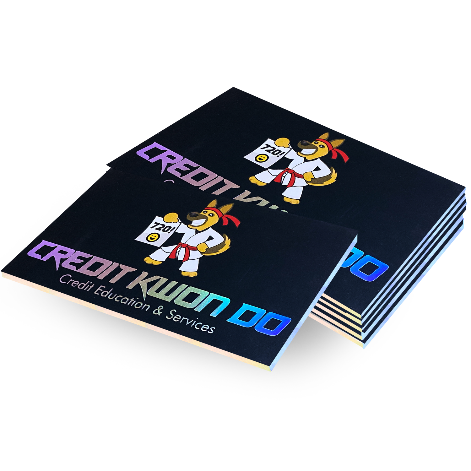 Rainbow Silver Foil Edge Business Cards Printed on 32pt Velvet Card Stock
