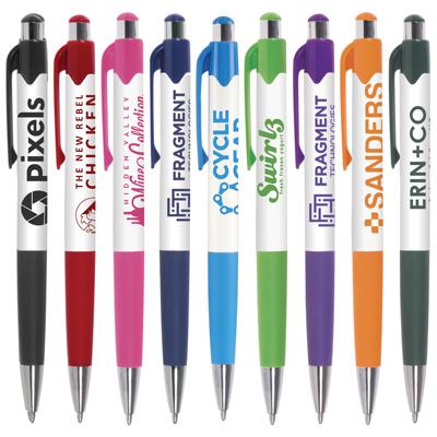 250 Custom Colored Click Pens with White Trim Printed with Your Logo or Message 