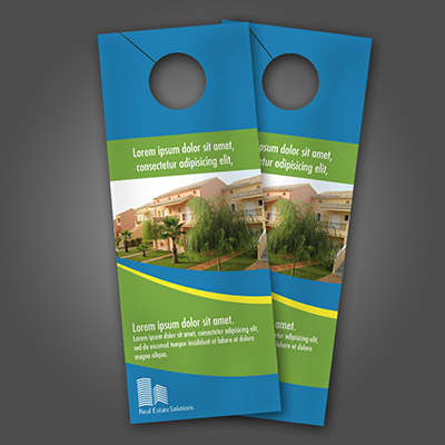 Door Hangers Printed in Full Color on 16pt Card Stock, with UV