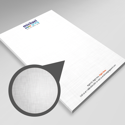Linen Notepads Printed On 70lb White Linen Stock Padded With 25 Or 50 Sheets Per Pad By Elite Flyers