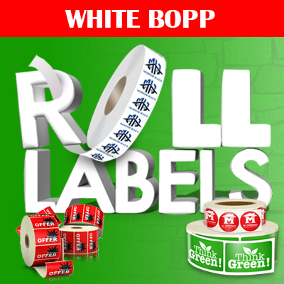 White BOPP Roll Labels Roll Labels Printed White Biaxially Oriented Polypropylene Adhesive Sticker Stock
