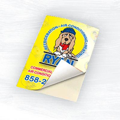 White Vinyl Stickers White Vinyl Stickers Printed in Full Color on 4mil Adhesive Vinyl Stock with Choice of 3mil Clear Lamination