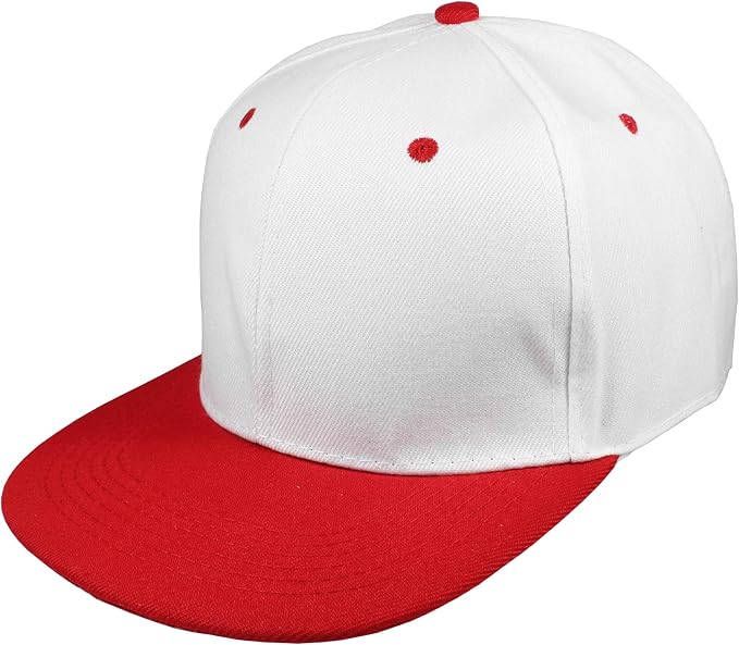 White-Red-Flat-Bill-Snapback-Hat