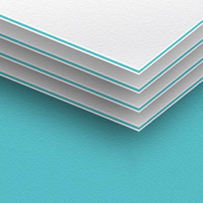 Modern 32pt thick business card featuring a refreshing aqua-colored core edge, ideal for innovative brands seeking a stylish, contemporary look