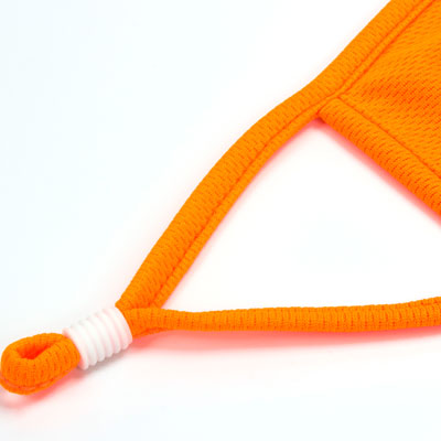 fluorescent orange face mask piping