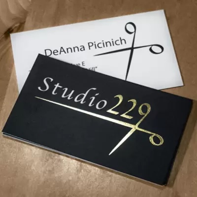 Custom Business Cards with Gold Foil Stamping on 14pt dull matte card stock – elegant, professional finish by Elite Flyers